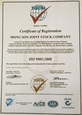 Chứng chỉ ISO 9001:2008 cho hệ thống Mông Sơn